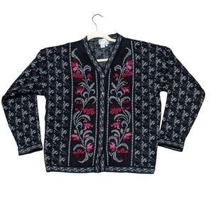 Cherry Lewis vintage wool cardigan Nordic faire isle icelandic size medi…